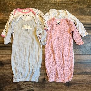 4 piece bundle off Gerber nightgowns size 0-6 months